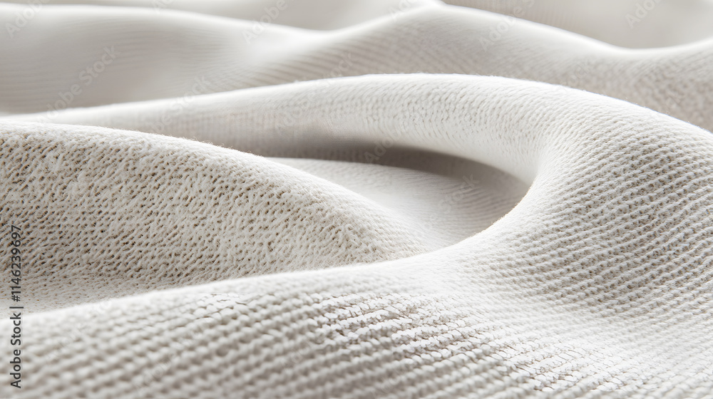 Poster a close-up view of soft, textured fabric showcasing gentle folds and a neutral color tone, emphasizi