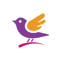 Fototapeta premium bird on a branch of tree logo design