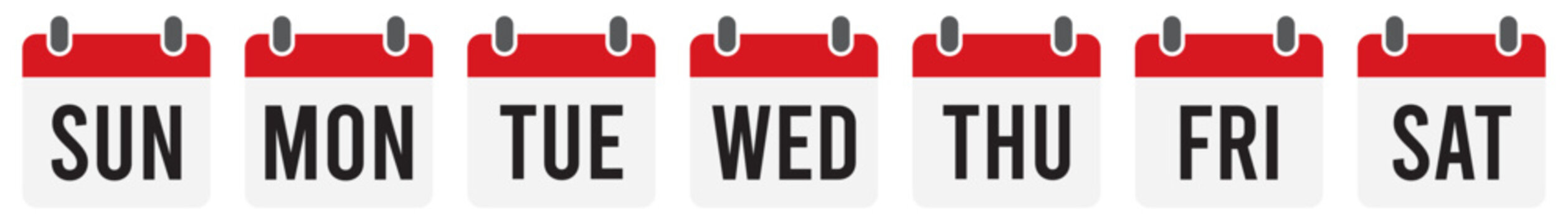 Weekly calendar icons with days of the week