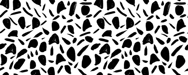Grunge seamless pattern. Black and white vector illustration with texture and brush stroke, lines and interesting new forms. In doodle style