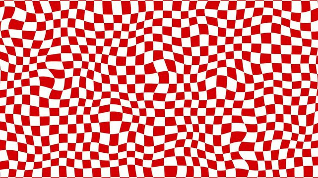 red and white animated wavy distorted checkboard background 