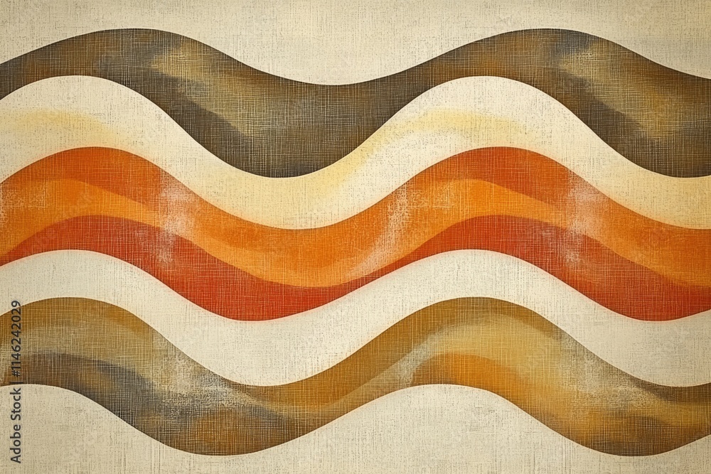 Poster abstract wavy pattern with earthy tones and textured background. retro design.