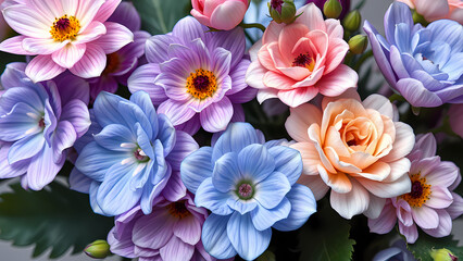 Fototapeta premium A postcard on International Women's Day on March 8th. Spring flowers in nude colors