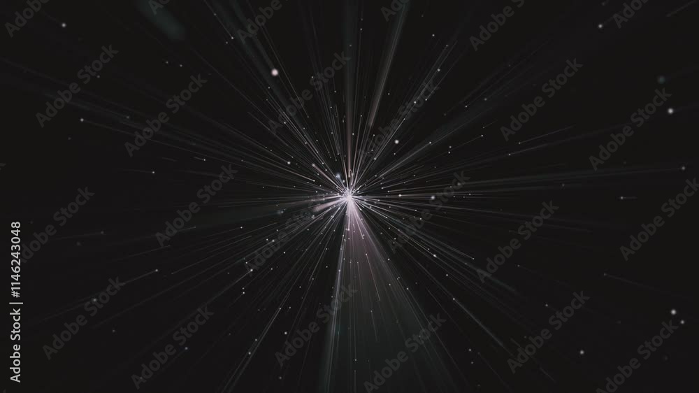 Wall mural cosmic interstellar hyperspace motion background animation. flying at warp speed through glowing sta