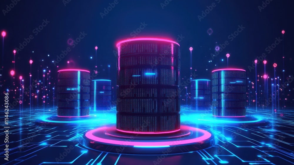 Poster database security abstract concept vector illustration set. big data storage, big data engineering, 