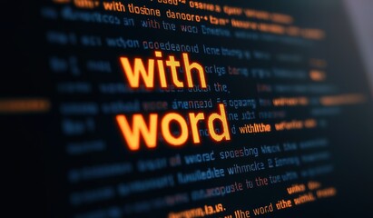 Obraz premium Text on Screen Highlighting Word with Glowing Letters Effect