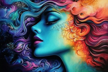 An artistic portrayal reflects the true colors of femininity.