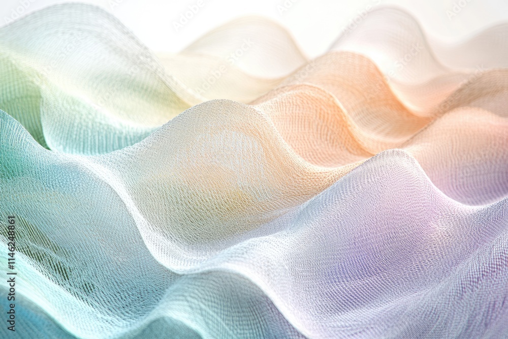Aufkleber abstract pastel-colored fabric with wave-like texture, creating a soft and dreamy visual.