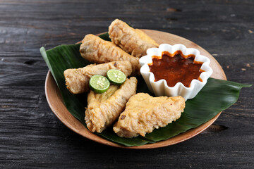 Batagor Bandung or Baso Tahu Goreng, Fried Tofu Stuffed with Tapioca Fish Dumpling