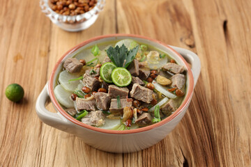 Soto Bandung, Traditional Clear Soup from Bandung, West Java, Indonesia.