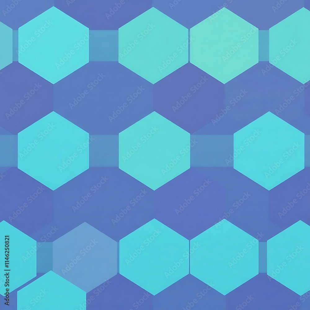 Poster abstract hexagon pattern: a serene and modern backdrop of overlapping blue and teal hexagons, creati