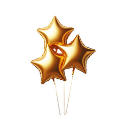 Obraz premium Star shape golden metallic color foil balloon isolated on transparent Background