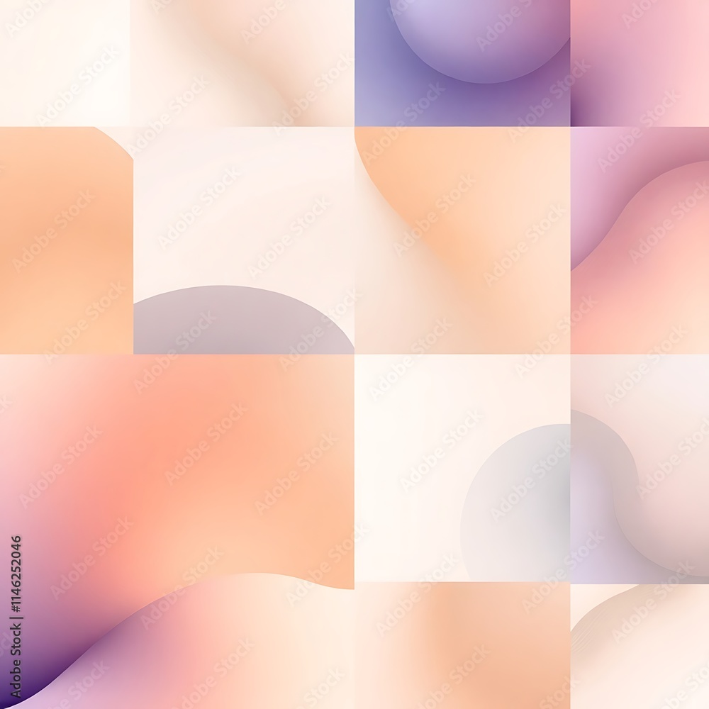 Poster abstract gradient grid: a minimalist and modern design with a grid of soft, pastel colors and flowin