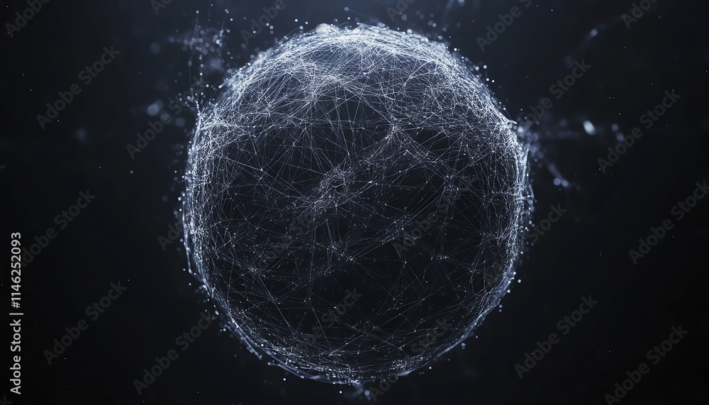Poster digital globe with interconnected lines and dots, symbolizing global communication, technological ne