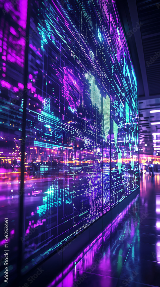 Aufkleber futuristic digital display featuring global data visualization and connectivity