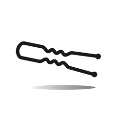 Invisible hairpin accessory for hairstyle creating. Hairdresser’s equipment in silhouette. For web purposes. Vector illustration isolated on white background