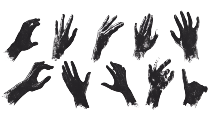 Decaying Hands A Collection of Distressed, Grainy, Black and White Hand Illustrations