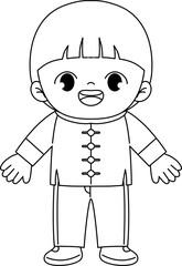 kid celebrating chinese new year outline coloring printable