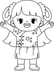 kid celebrating chinese new year outline coloring printable
