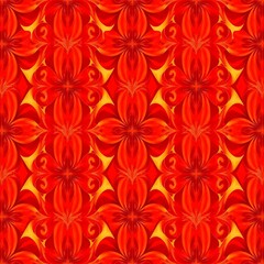 Red and Gold Floral Pattern: A vibrant and intricate seamless pattern in shades of red and gold, featuring a stylized floral design with a geometric twist.