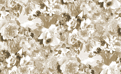 seamless abstract watercolor flower pattern on pink background