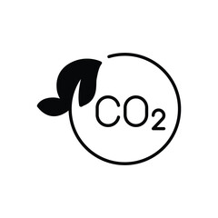 Carbon neutrality icon. Simple solid style. CO2 neutral, carbon emission, reduce, eco, leave, reduction, sustainable concept. Black silhouette, glyph symbol. Vector illustration isolated.