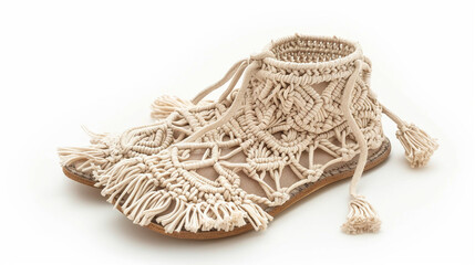 Obraz premium Stylish Macram Anklets on white background.PNG