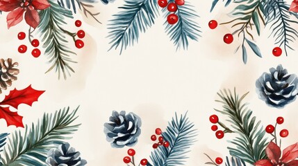 Winter background vector. Hand painted watercolor drawing for Christmas. and Happy New Year season. Background design for invitation, cards, social post, ad, cover, sale banner and invitation.