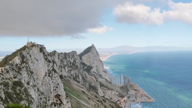 Sea and High Rise flats under construction off Brian Navarro Way, Eastside, Gibraltar.