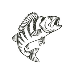 American Yellow Perch Fish Vector Art and Illustration