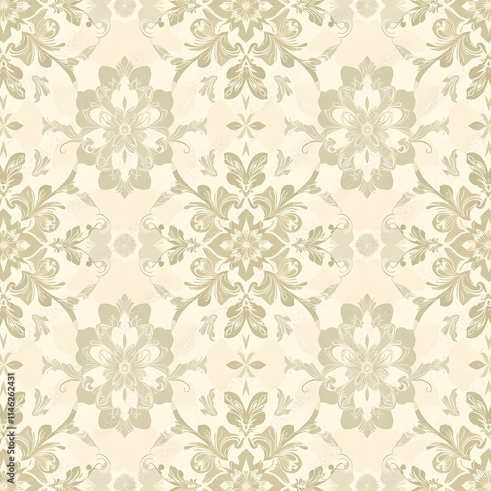 Poster elegant floral damask pattern: a sophisticated and intricate damask pattern featuring a delicate flo