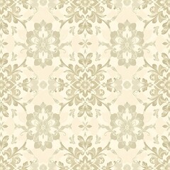 Elegant Floral Damask Pattern:  A sophisticated and intricate damask pattern featuring a delicate floral design in a soft, warm color palette.
