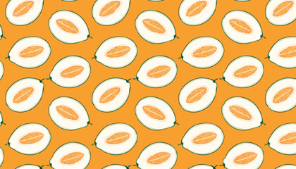 Honeydew melon pattern background vector illustration