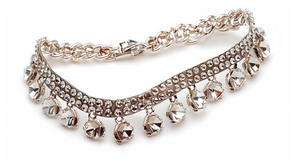 Obraz premium Anklets with Sparkling Rhinestones on white background.PNG