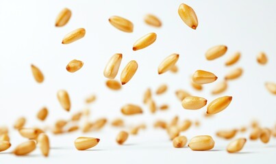 A bunch of nuts are flying through the air