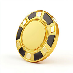 Naklejka premium Golden casino chip isolated on a white background
