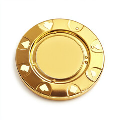 Naklejka premium Golden casino chip isolated on a white background