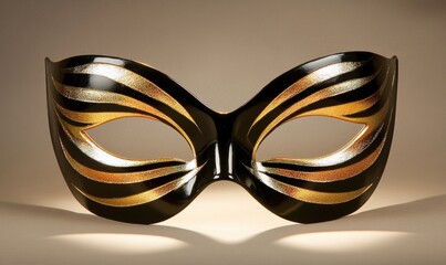 Fototapeta premium A black and gold mask with gold stripes
