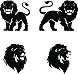 Lion head vector icon set. Lion head vector icon set.