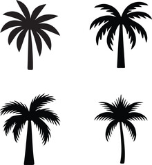 Palm tree icons set. Silhouette of palm tree vector icons
