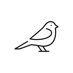 Bird icon. Simple outline style. Little bird silhouette, cute standing, nature, wild, wings, fauna, animal, wildlife concept. Thin line symbol. Vector illustration isolated.