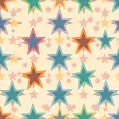 Retro Starburst Pattern: A cheerful and vibrant retro pattern of colorful stars bursting with energy, perfect for adding a playful touch to your designs.  