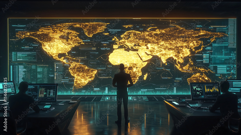 Poster high tech global analytics command center