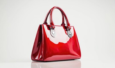 A red purse with a black strap