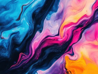 Obraz premium abstract background of acrylic paint in blue, pink and yellow tones.