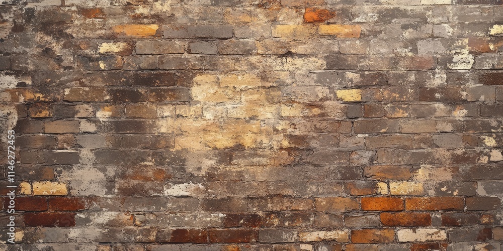 Leinwandbilder A background featuring old, dirty brick with an uneven, crooked texture that creates an intriguing visual effect, perfect for enhancing designs or serving as a unique backdrop. Embrace the charm of