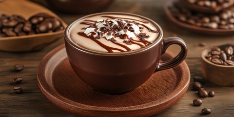 Delight in the rich essence of hot chocolate coffee served in a cup, where the warm embrace of hot chocolate coffee elevates your beverage experience to new heights of indulgence.