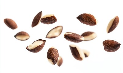 Obraz premium A bunch of nuts are flying through the air