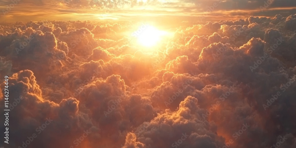 Poster the sun is shining brightly as it filters through the clouds, creating a stunning visual of the sun 