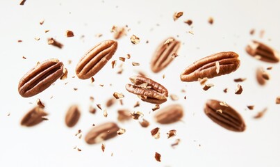 Obraz premium A bunch of nuts are flying through the air